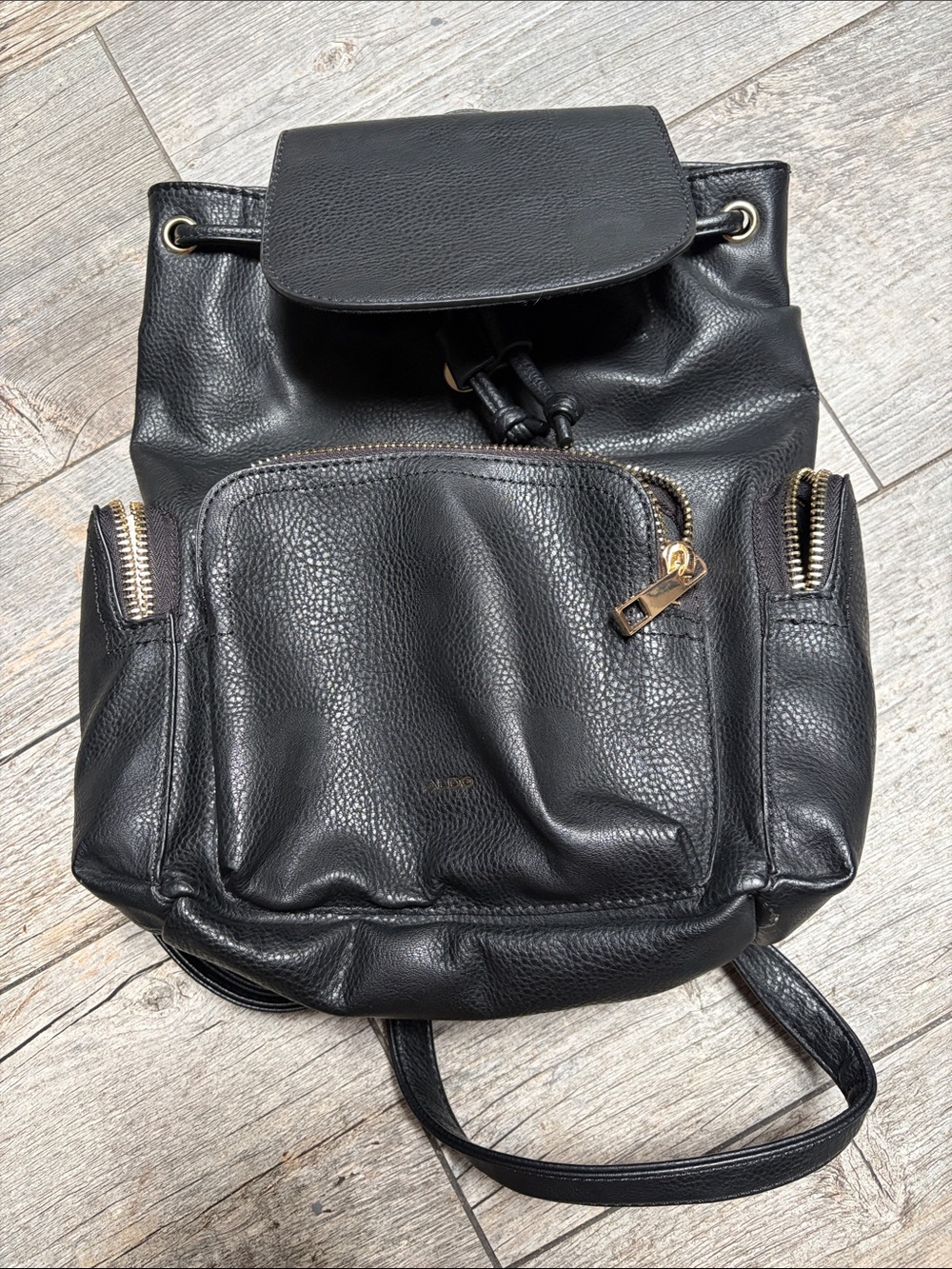 Aldo Black Leather Backpack
